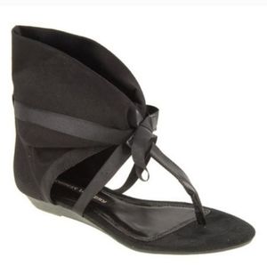 New Chinese Laundry Black Twill Sudoku Sandal Open Toe